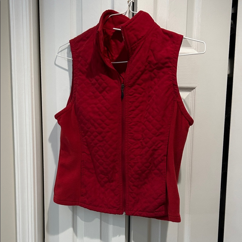 Red Quilted Zip-Up Vest